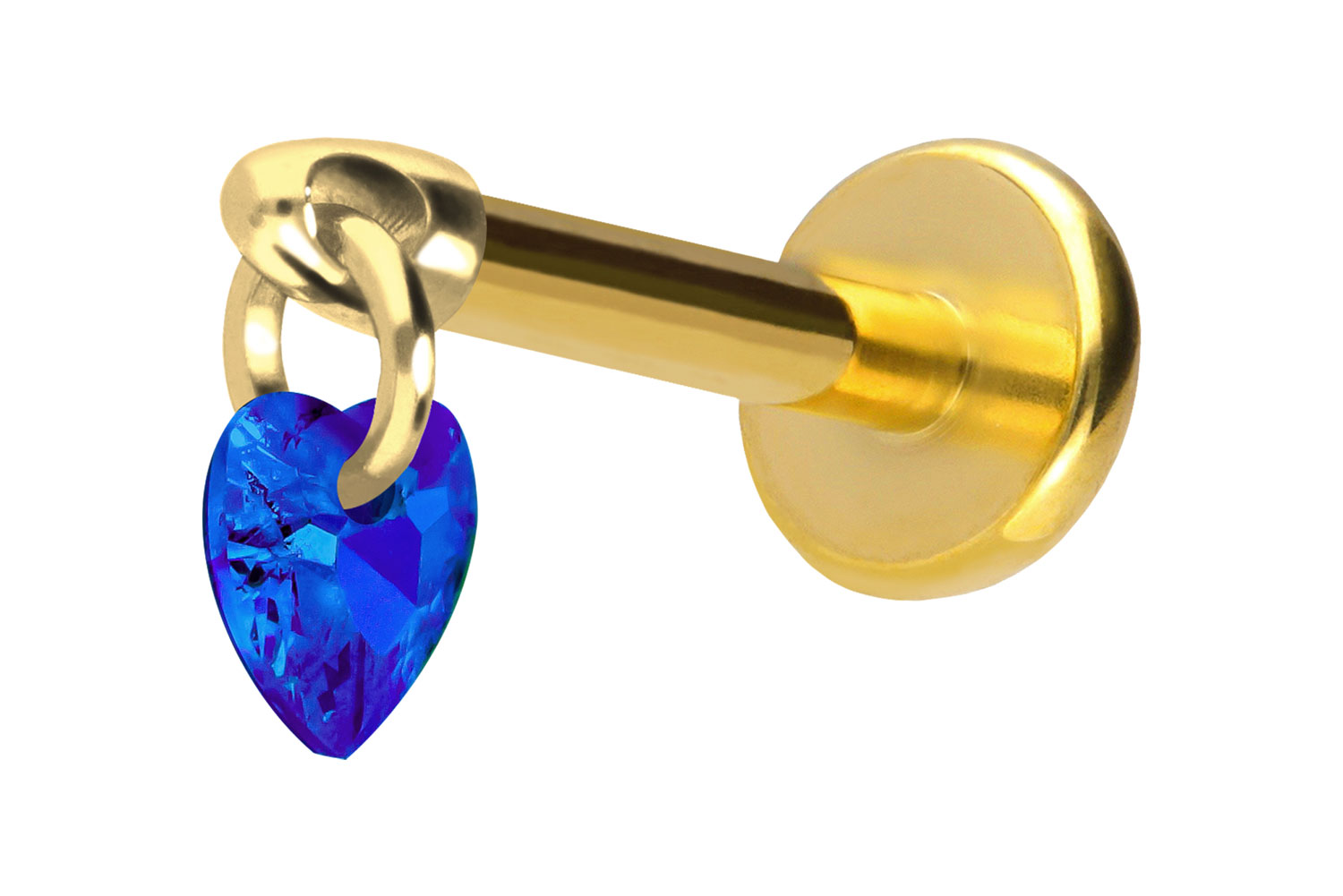 Titan Labret Piercing mit Push Fit KRISTALLHERZ